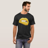 T-shirt Gold Lips Biting Lipstick Makeup (Devant entier)