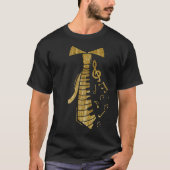 T-shirt Gold Music Notes Cravate Piano Clavier Funny (Devant)
