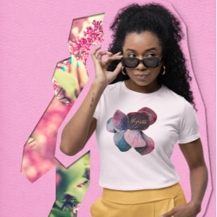 T-shirt Gold Purple Lavender Hydrangeas fête d'anniversair