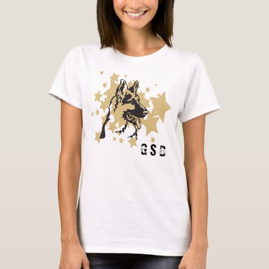 T-shirt Gold Star Allemand Berger Portrait de chien (Devant)
