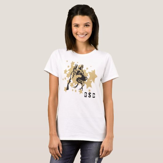 T-shirt Gold Star Allemand Berger Portrait de chien (Devant entier)