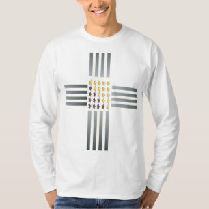 T-shirt Gold Stars Silver Stripes Cross
