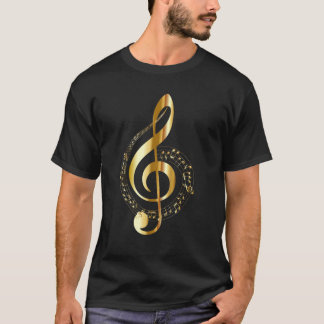 T-SHIRT GOLD TREBLE CLEF MUSIQUE NOTE
