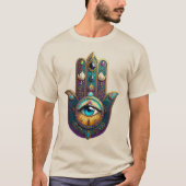 T-shirt Gold Violet Teal Hamsa w/ Turquoise Third Eye (Devant)