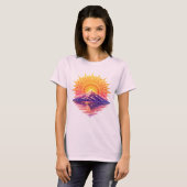 T-shirt Golden Boho Mandala Sun Mountain Sunset Reflection (Devant entier)
