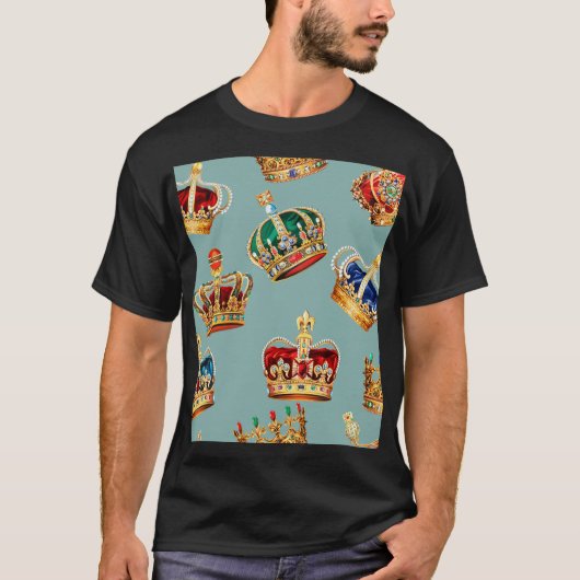 T-shirt Golden Crown Baroque Mode Texture (Devant)