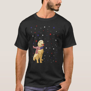 T-shirt Golden Dog American Flag 4 juillet