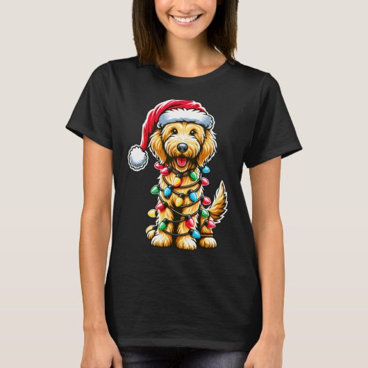 T-shirt Golden Doodle Christmas Tree Xmas Dog Pajamas Gold (Devant)