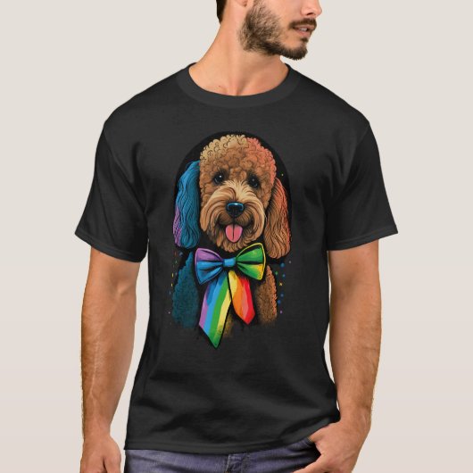 T-shirt Golden Doodle Gay Pride LGBT Rainbow Flag Goldendo (Devant)