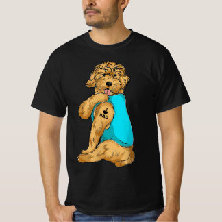 T-shirt Golden Doodle I Love Dad Tattoo Apparel, Dog Dad G