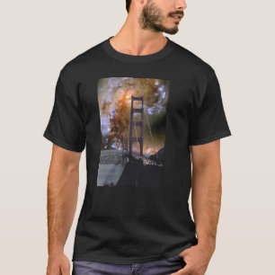 T-shirt Golden gate bridge et galaxies se heurtantes de