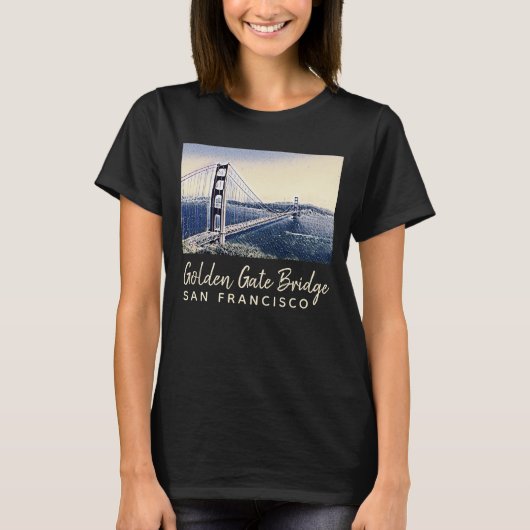 T-shirt Golden Gate Bridge San Francisco Watercolor Art (Devant)