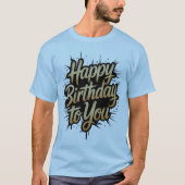 T-shirt Golden Happy Birthday Typography Tee Shirt Design (Devant)