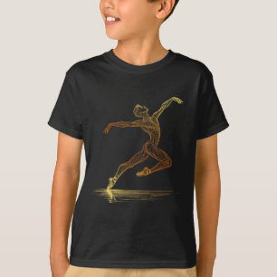T-shirt Golden Line Art Ballet Dancer Illustration élégant