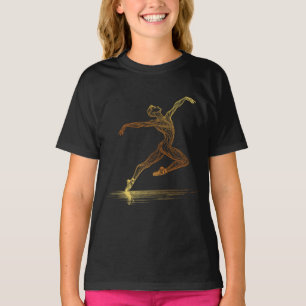 T-shirt Golden Line Art Ballet Dancer Illustration élégant
