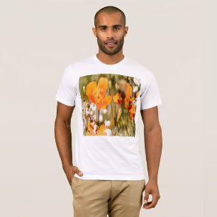 T-shirt Golden Orange California Pavot Acrylique Peinture