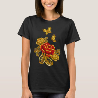 T-shirt Golden Red Butterfly Plante Florist Cadeau