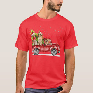 T-shirt Golden Retrier Père Noël Red Truck neige Noël Tr