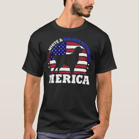 T-shirt Golden Retriever 4th Of July American Flag (Devant)