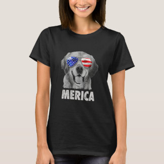 T-shirt Golden Retriever 4th Of July Merica American Flag 