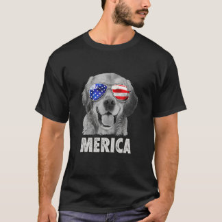 T-shirt Golden Retriever 4th Of July Merica American Flag 