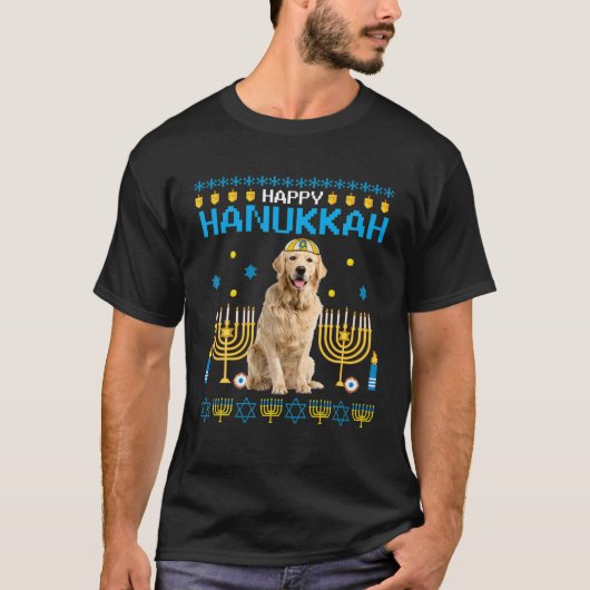 T-shirt Golden Retriever Chanukah Juif Ugly Hanoukka Swe (Devant)