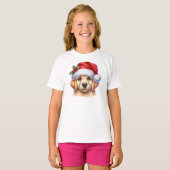 T-shirt Golden Retriever Chien avec le Père Noël Style-825 (Devant entier)