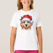 T-shirt Golden Retriever Chien avec le Père Noël Style-825 (Devant)