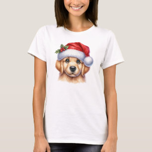 T-shirt Golden Retriever Chien avec le Père Noël Style-825