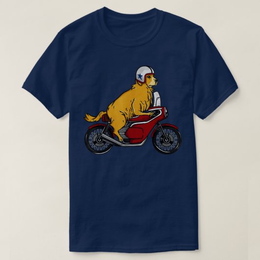 T-shirt Golden Retriever Chien équitation Moto (Design devant)
