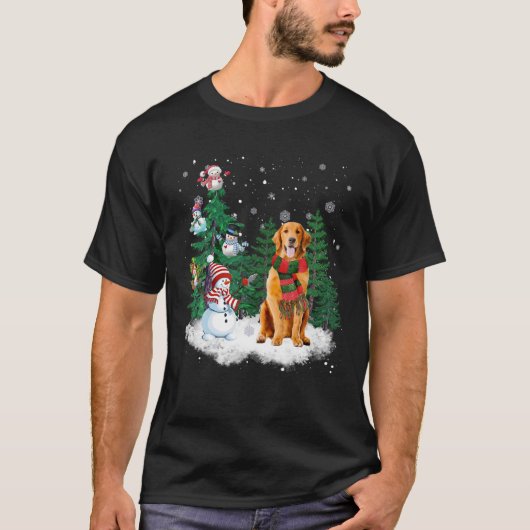 T-shirt Golden Retriever Chien Noël Snowman Xmas Tree P (Devant)
