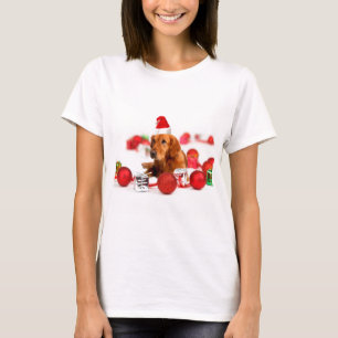 T-shirt Golden Retriever Chien W Red Santa Chapel Noël