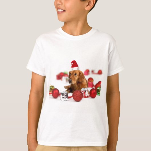 T-shirt Golden Retriever Chien W Red Santa Chapel Noël (Devant)
