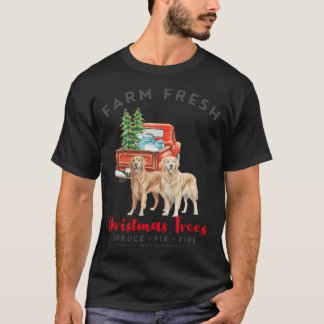 T-shirt Golden Retriever Christmas Farm Fresh Christmas Tr