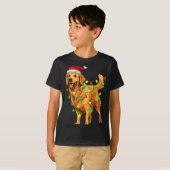 T-shirt Golden Retriever Christmas Santa Hat Tree Lights P (Devant entier)