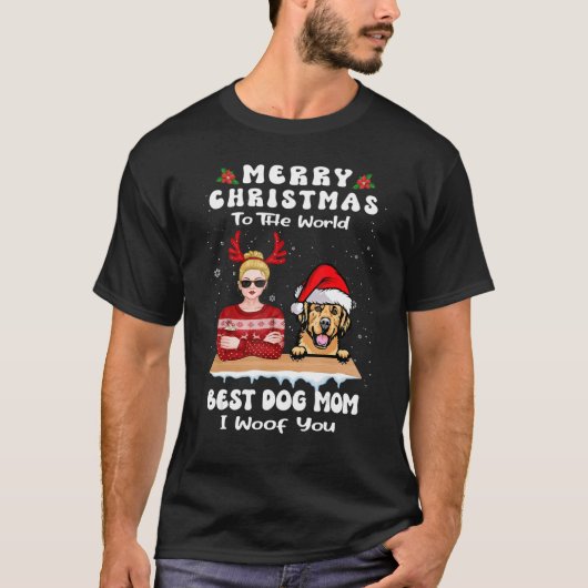 T-shirt Golden Retriever Christmas To The World Best Dog M (Devant)