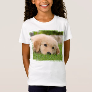 T-Shirt Golden Retriever Cube Puppy Dreams Chien Head Phot