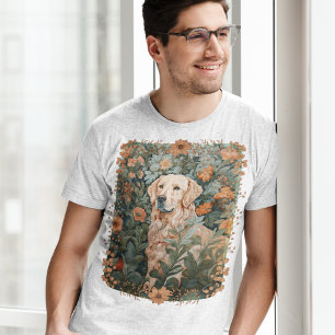 T-shirt Golden Retriever dans le style de William Morris