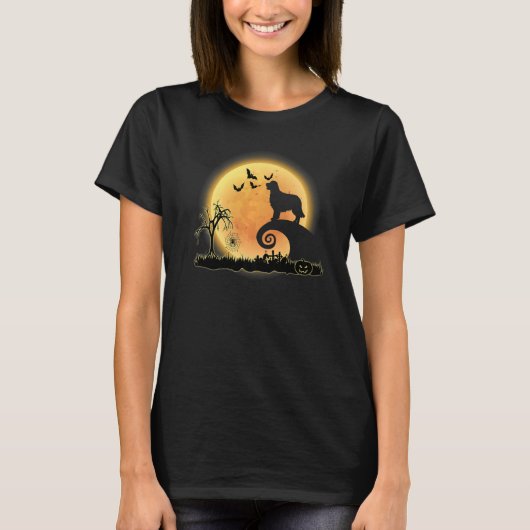 T-shirt Golden Retriever Dog and Moon Scary Halloween (Devant)