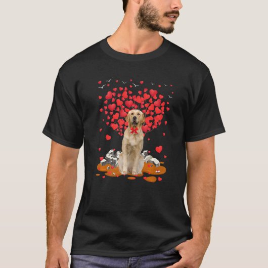T-shirt Golden Retriever Dog Heart Valentines Day Dog Dad  (Devant)