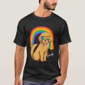 T-shirt Golden Retriever Dog Lgbt Pride Rainbow Us Merica (Devant)