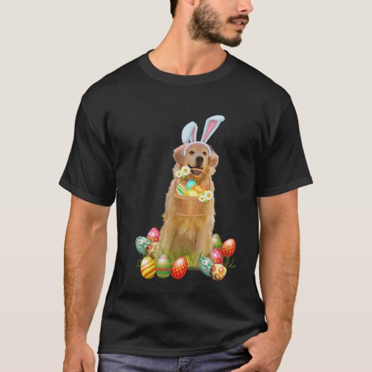 T-shirt Golden Retriever Easter Day Bunny Eggs Easter Cost (Devant)