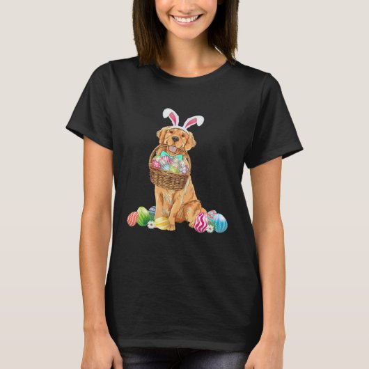 T-shirt Golden Retriever Easter Day Bunny Eggs Easter Cost (Devant)