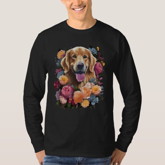 T-shirt Golden Retriever Flower Bouquet (Devant)