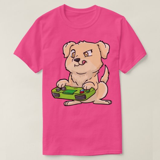 T-shirt Golden Retriever Gamepad Kawaii (Design devant)
