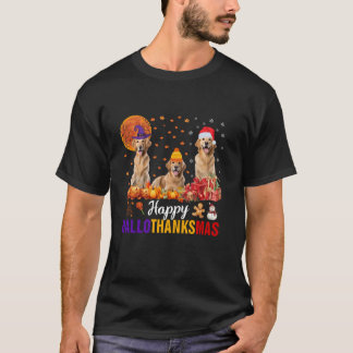 T-shirt Golden Retriever Hallothanksmas Halloween Thanksgi