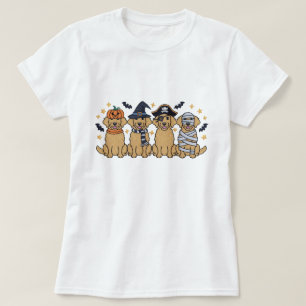 T-shirt Golden Retriever Halloween Broderie Quatre mignons
