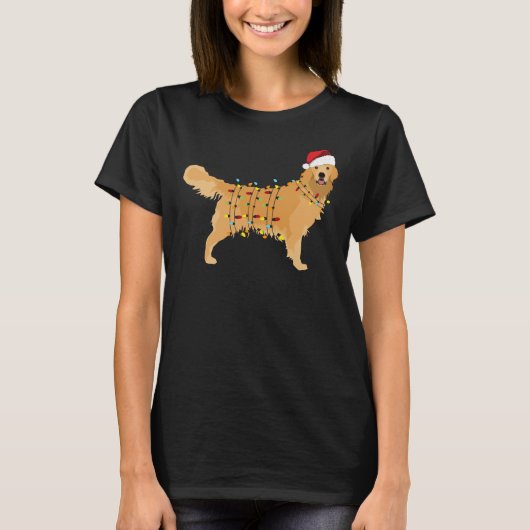 T-shirt Golden Retriever Holiday Christmas Light 454 (Devant)