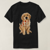 T-shirt Golden Retriever manger pizza chiot avec une tranc (Design devant)
