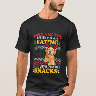 T-shirt Golden Retriever Mauvais Noël Ils Voient Que Tu Ma